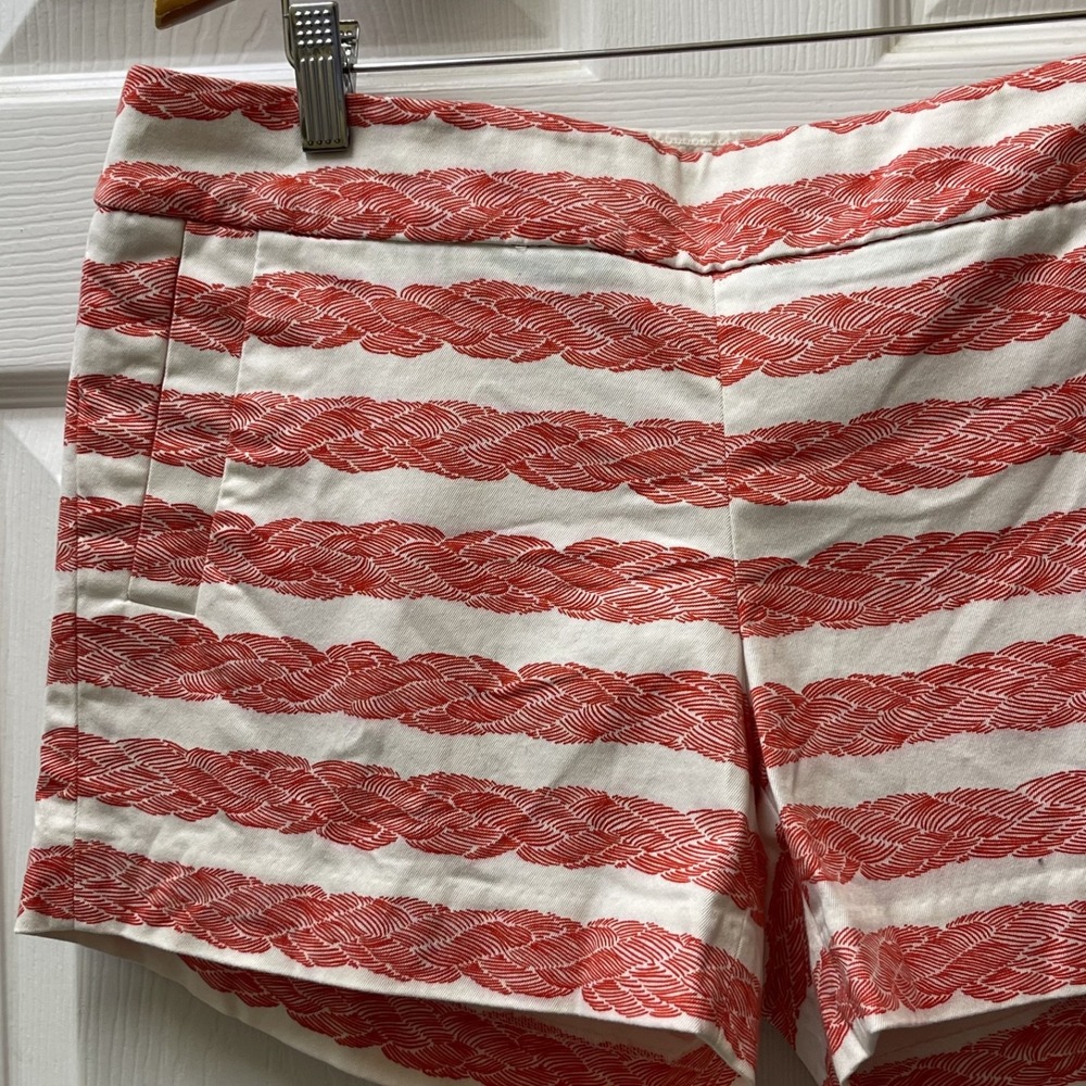 J.Crew Women's Size‎ 8 Side Zip Shorts Red Rope Graphic Striped Nautical Stretch